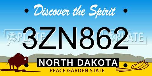 3ZN862 North Dakota License Plate