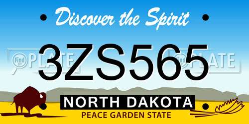 3ZS565 North Dakota License Plate