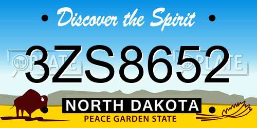 3ZS8652 North Dakota License Plate