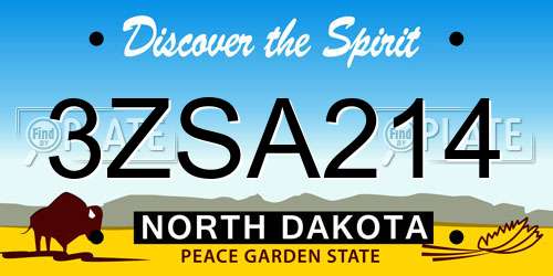 3ZSA214 North Dakota License Plate