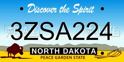 3ZSA224 North Dakota License Plate