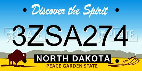 3ZSA274 North Dakota License Plate