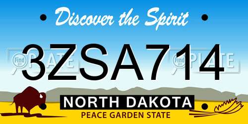 3ZSA714 North Dakota License Plate