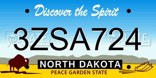 3ZSA724 North Dakota License Plate