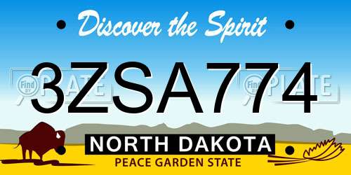 3ZSA774 North Dakota License Plate