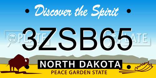 3ZSB65 North Dakota License Plate