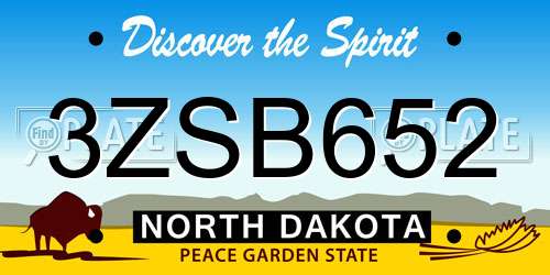 3ZSB652 North Dakota License Plate