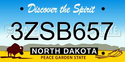 3ZSB657 North Dakota License Plate