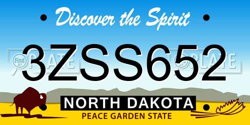 3ZSS652 North Dakota License Plate