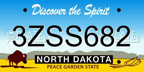 3ZSS682 North Dakota License Plate