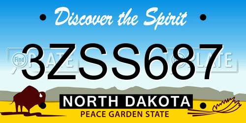 3ZSS687 North Dakota License Plate