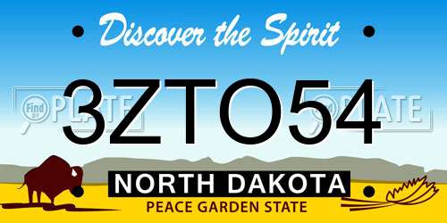 3ZTO54 North Dakota License Plate