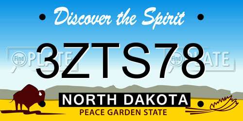 3ZTS78 North Dakota License Plate