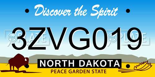 3ZVG019 North Dakota License Plate
