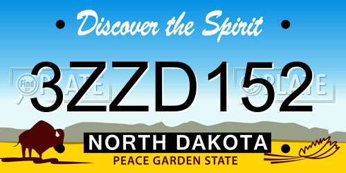 3ZZD152 North Dakota License Plate