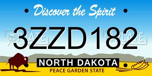 3ZZD182 North Dakota License Plate