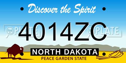 4014ZC North Dakota License Plate