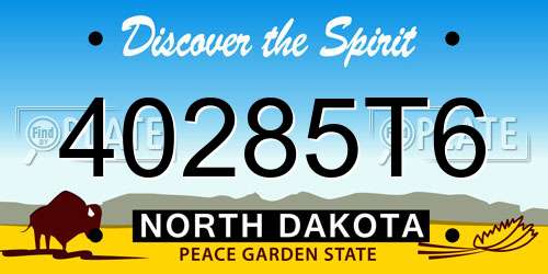 40285T6 North Dakota License Plate