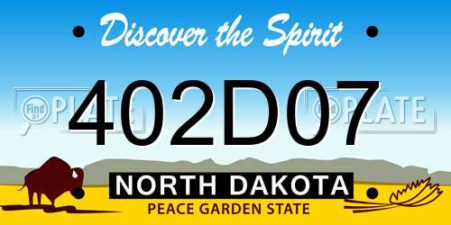402D07 North Dakota License Plate