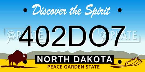 402DO7 North Dakota License Plate