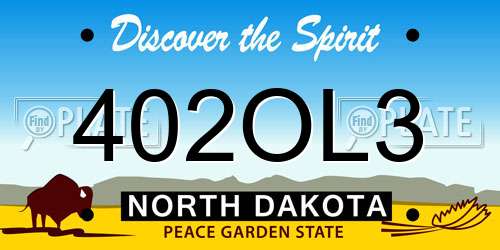 402OL3 North Dakota License Plate