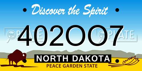 402OO7 North Dakota License Plate