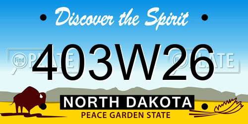 403W26 North Dakota License Plate