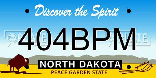 404BPM North Dakota License Plate