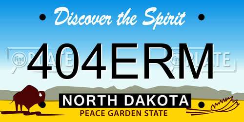 404ERM North Dakota License Plate