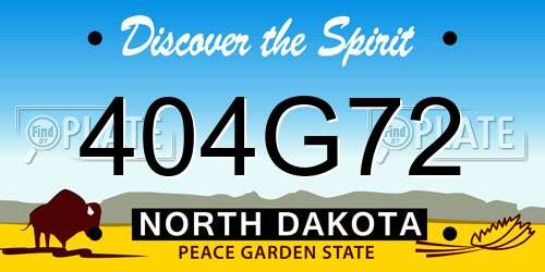 404G72 North Dakota License Plate