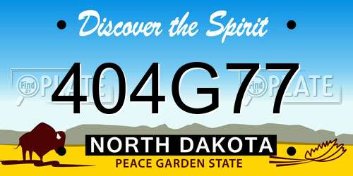 404G77 North Dakota License Plate