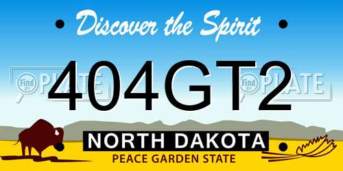 404GT2 North Dakota License Plate