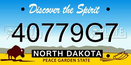 40779G7 North Dakota License Plate