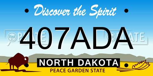 407ADA North Dakota License Plate