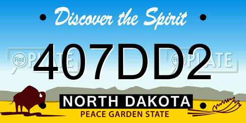 407DD2 North Dakota License Plate