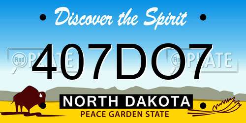 407DO7 North Dakota License Plate