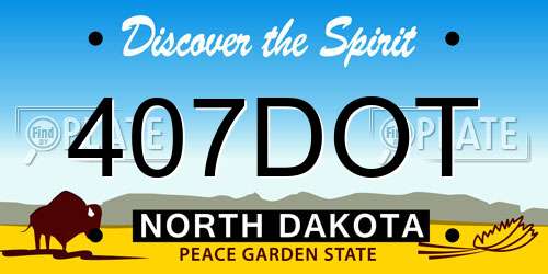 407DOT North Dakota License Plate