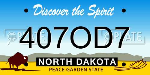407OD7 North Dakota License Plate