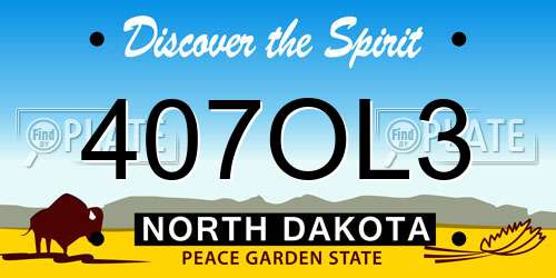 407OL3 North Dakota License Plate