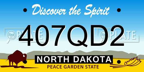 407QD2 North Dakota License Plate