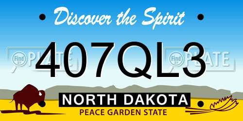 407QL3 North Dakota License Plate