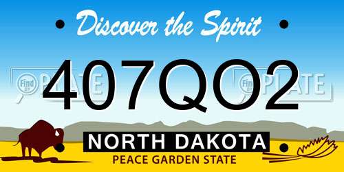 407QO2 North Dakota License Plate