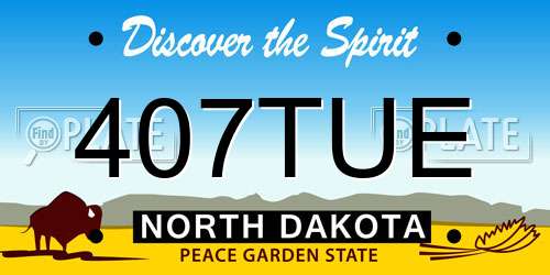 407TUE North Dakota License Plate