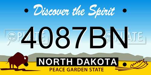 4087BN North Dakota License Plate