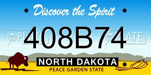 408B74 North Dakota License Plate