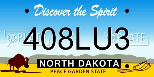 408LU3 North Dakota License Plate