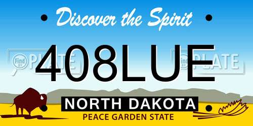 408LUE North Dakota License Plate
