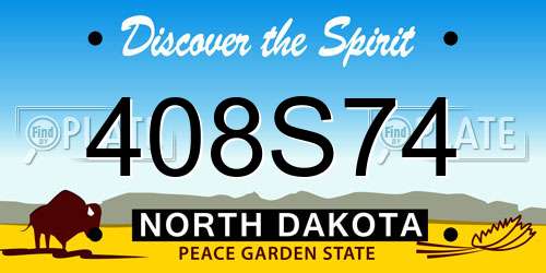 408S74 North Dakota License Plate