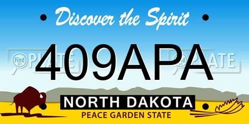 409APA North Dakota License Plate