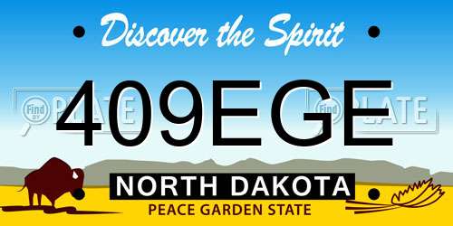 409EGE North Dakota License Plate